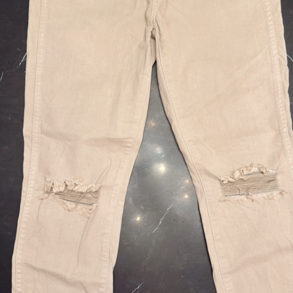 7 For All Mankind Tan Distressed Jeans